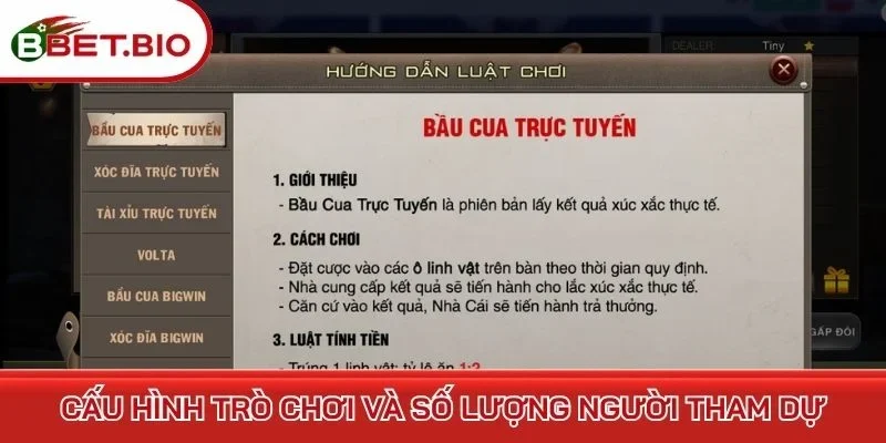 Cấu hình trò chơi và số lượng người tham dự