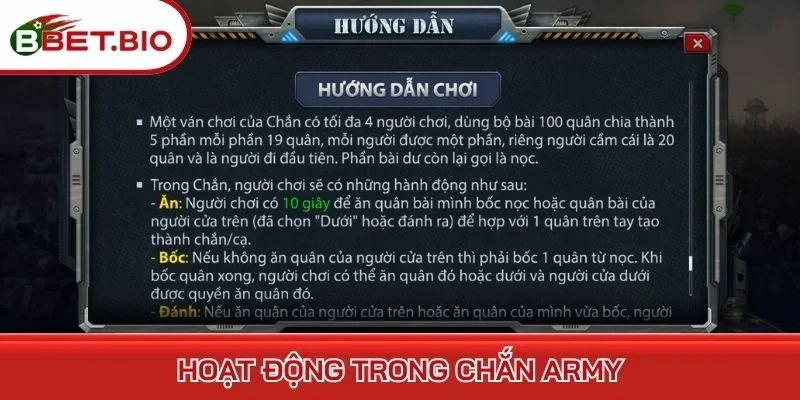 Hoạt động trong Chắn army