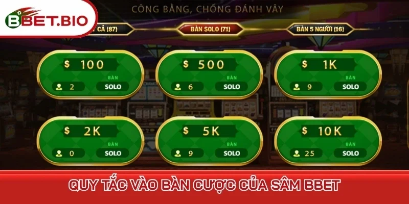Quy tắc vào bàn cược của Sâm BBet